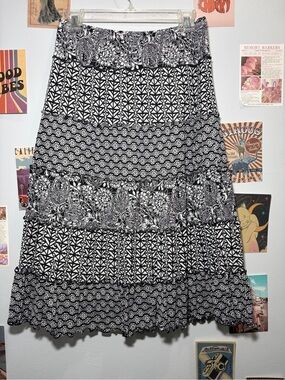 Style & Co. Black and White Tiered Maxi Skirt